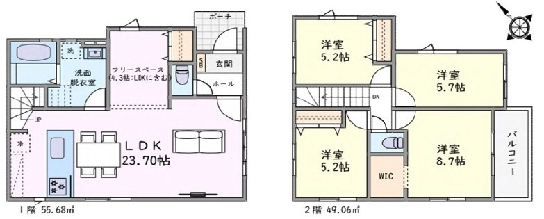 川越市今成4丁目　新築分譲　「西川越駅」徒歩13分　敷地43坪　【泉小学区】の区画図