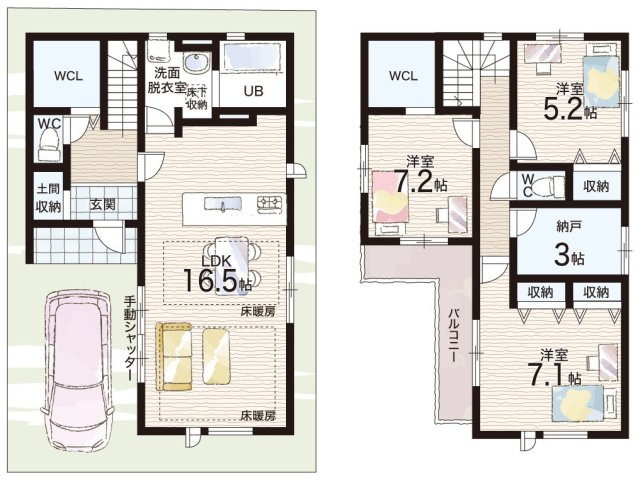 箕面市稲　第1期　新築一戸建ての間取り|2号地