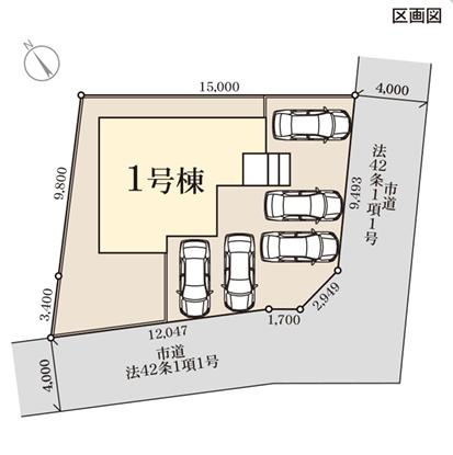 第1石岡市旭台　新築戸建の前面道路含む現地写真