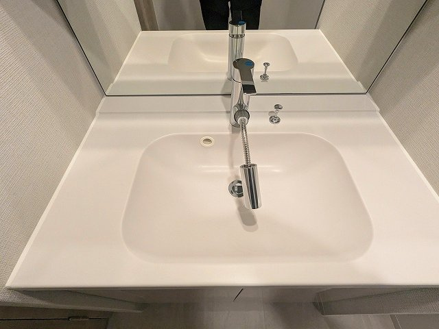 geo ent上野稲荷町の設備|トイレと独立した洗面脱衣室のハンドシャワー付洗面台です