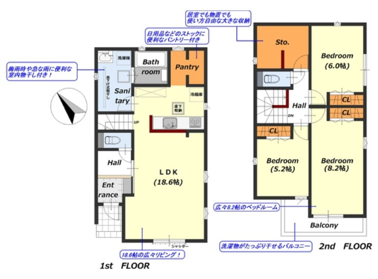 八王子市　大楽寺町　新築一戸建て　１期の間取り|～南西向き3SLDK　開放感のあるワンフロアリビングの間取りです～