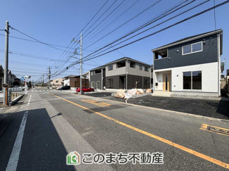 【外観パース】 | CRADLEGARDEN宇都宮市今宮第3　1号棟 | 駐車場からすぐ道路に出れます。