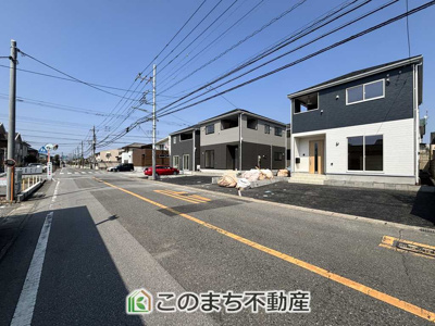 【外観パース】 | CRADLEGARDEN宇都宮市今宮第3　1号棟 | 駐車場からすぐ道路に出れます。