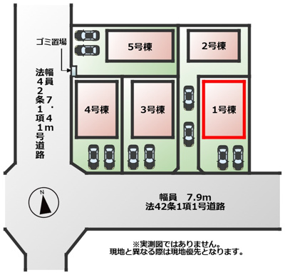【区画図】 | CRADLEGARDEN宇都宮市今宮第3　1号棟 | 【全5棟】各号棟の詳細については、お気軽にお問い合わせください♪