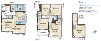 【間取り】 | 千葉市稲毛区稲毛東六丁目　新築分譲住宅１号棟 | 千葉市稲毛区稲毛東６丁目　１号棟　３LDK
