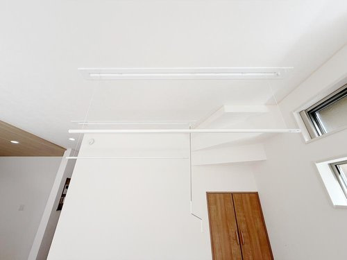 新座市野寺１丁目　建築条件付き売地　全６区画　誕生！の外観パース|施工事例
LDKには洗濯物を室内に干すことのできる物干しが付いています。