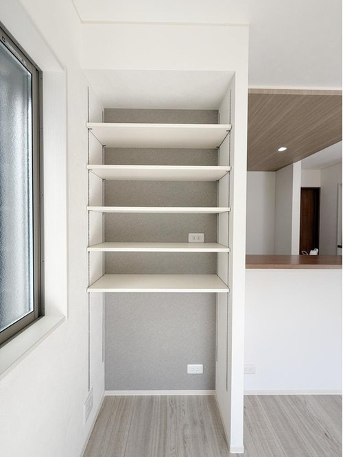 新座市野寺１丁目　建築条件付き売地　全６区画　誕生！の外観パース|施工事例
LDKには可動棚付きの収納を設置。普段使用する物をしっかり収納。