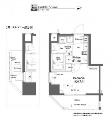 プラウドフラット門前仲町Ⅰの間取り