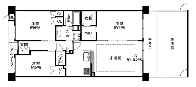 【間取り】 | ル・パルトネール京都御屋敷町 | 専有面積63.47㎡