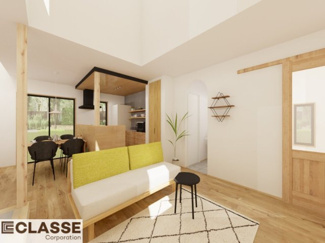 【外観パース】 | 宇治市広野町寺山　売土地　建築条件無し | お客様のお好みに合わせて、外観デザインも一緒に作り上げていきます。「ひと目で分かるアトリエの家」をコンセプトに、木・金属・吹抜けを組み合わせ”あなたらしさ”を表現できる外観づくりが可能です。