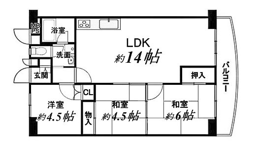 【間取り】 | 深草西浦住宅 | 専有面積66.66㎡