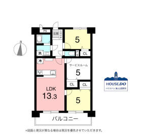 駅近！南向2SLDK！ユニーブル旭ヶ丘の間取り