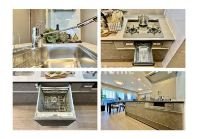 【キッチン】 | アルファコート西葛西 | 【システムキッチン】ワイドで収納豊富な使い勝手の良いカウンターキッチンには、食洗器や伸縮タイプのキッチン水栓、三ツ口コンロ・魚焼きグリルなどの便利な設備が標準完備されています。