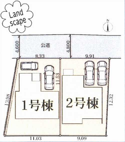 伊勢原市上粕屋　新築戸建全2棟　2号棟の区画図