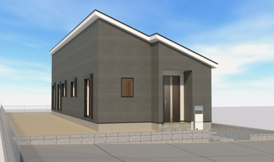 リナージュ前橋三河町２丁目25-1期　2号棟（平屋）の完成予想図|前橋市三河町２丁目に新築住宅を建築中です。３棟現場になります。
お客様のご都合に合わせて同仕様の物件もご見学頂けます♪
リナージュはシンプルで飽きのこないデザインでおススメです☆