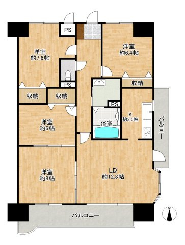 ライオンズマンション中倉の間取り