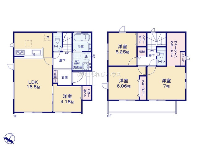 上尾市大谷本郷　9期　新築一戸建て　グラファーレ　02の間取り|上尾市大谷本郷　9期　新築一戸建て　グラファーレ　02、4LDK、土地面積108.62m2、建物面積97.50m2