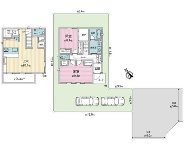 【中古】鶴ヶ島市下新田美麗中古住宅の間取り