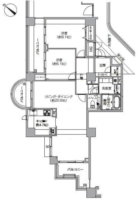 Acityタワーズウエスト・タワー棟の間取り