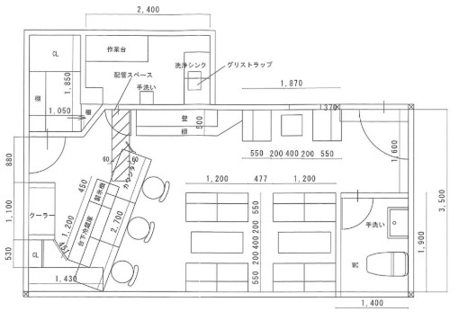 大阪市北区曾根崎新地１丁目の店舗一部の間取り