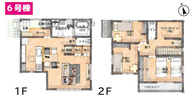 【間取り】 | 裾野市伊豆島田 新築建売分譲住宅 土地＋建物 TW05847 | 裾野市伊豆島田　6号棟間取り図