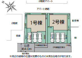 「便利」と「ゆとり」が両立する住まいの区画図|カースペース3台分