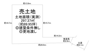 【土地図】 | 【土地面積約89.95坪】自由設計可能ですので、家族の希望が詰まったマイホームを建築出来ますね！