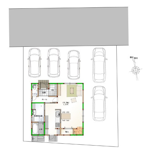 高知市大津乙④　新築戸建ての区画図|■建物価格3,098万円■土地面積184.27㎡■建物面積104.88㎡■4LDK