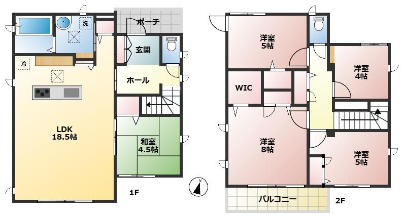 羽生市中岩瀬　中古一戸建て　の間取り|広々18.8帖リビングは家族が集まりたくなる開放感溢れる空間です♪