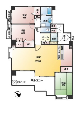 【間取り】 | ベルハイツ白鷺Ⅱ　3階