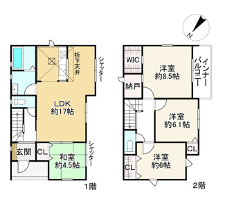 【間取り】 | リナージュ近江八幡桜宮町　第１期　１号棟