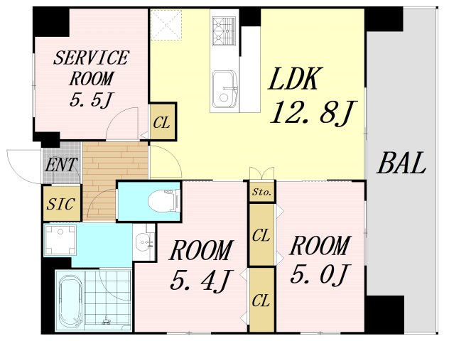 スプランディッド玉造DUE　仲介手数料無料の間取り