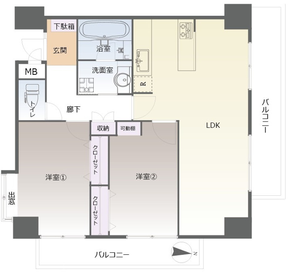 【間取り】 | 第参参プリンスマンション城南 | リビングも居室も広々としており、角部屋なので採光面が多く明るいお部屋です