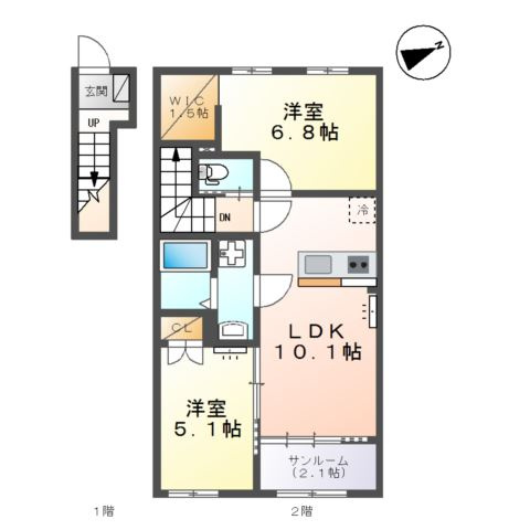 富山市掛尾町新築アパートの間取り