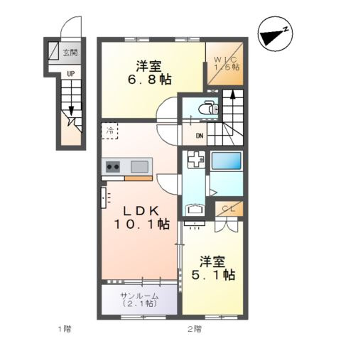 富山市掛尾町新築アパートの間取り