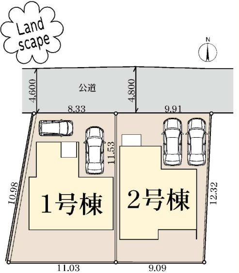 伊勢原市上粕屋新築戸建て　2号棟の区画図|区画図「伊勢原市上粕屋新築戸建て」