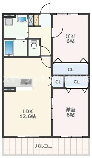 熊本市南区田井島２丁目の賃貸マンションの間取り