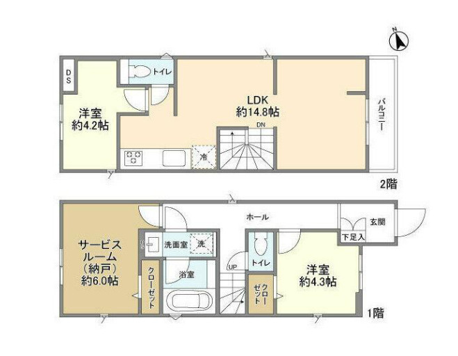 杉並区松庵１丁目の一戸建ての間取り