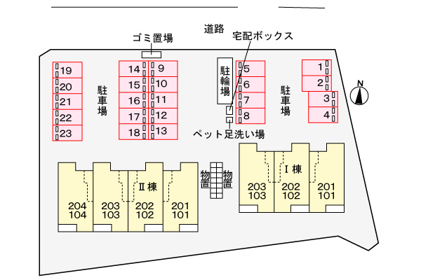 ヒカルサ境港外江町ウエストⅡの区画図