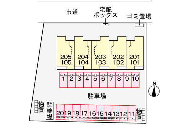 ヒカルサ境港渡町ウエストの区画図