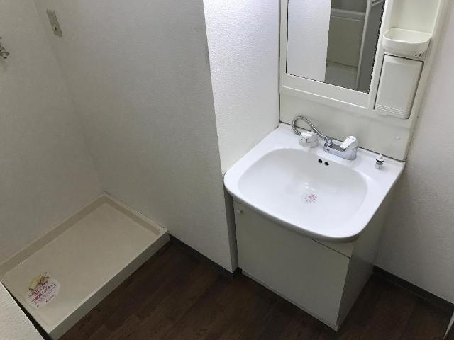 アムールエバーハイツの洗面所|カゴも置ける洗面所