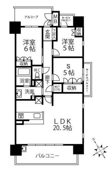 【間取り】 | ローレルコート上野芝町四丁