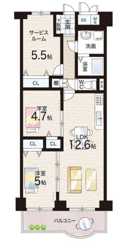 シーサイドパレス明石錦明館の間取り