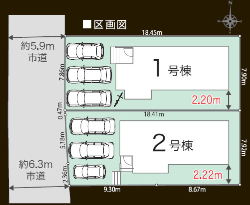 リナージュ／北区池田3丁目1期／1号棟の区画図