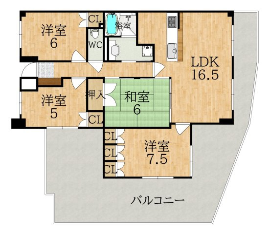 グランコート富雄の間取り