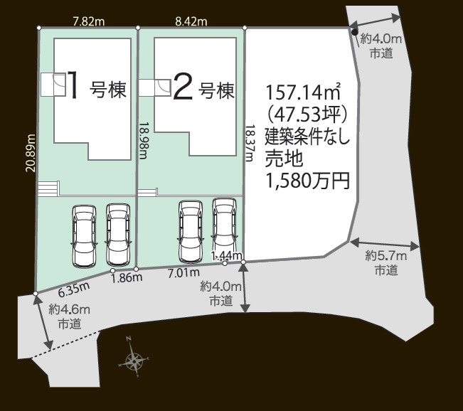 リナージュ／西区池田3丁目1期／1号棟の区画図