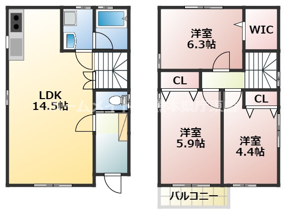 熊本市東区下南部３丁目の一戸建ての間取り