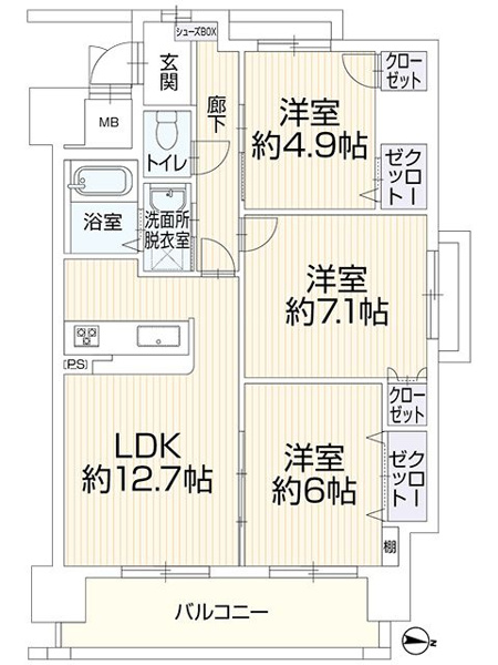 【間取り】 | ロワールマンション西公園東☆仲介手数料無料☆