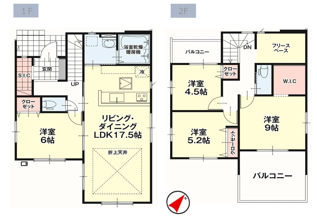 リガーレさくら市氏家11期　1号棟の間取り|１号棟　４LDK+S（フリースペース）建物面積：105.03㎡（約31.77坪）