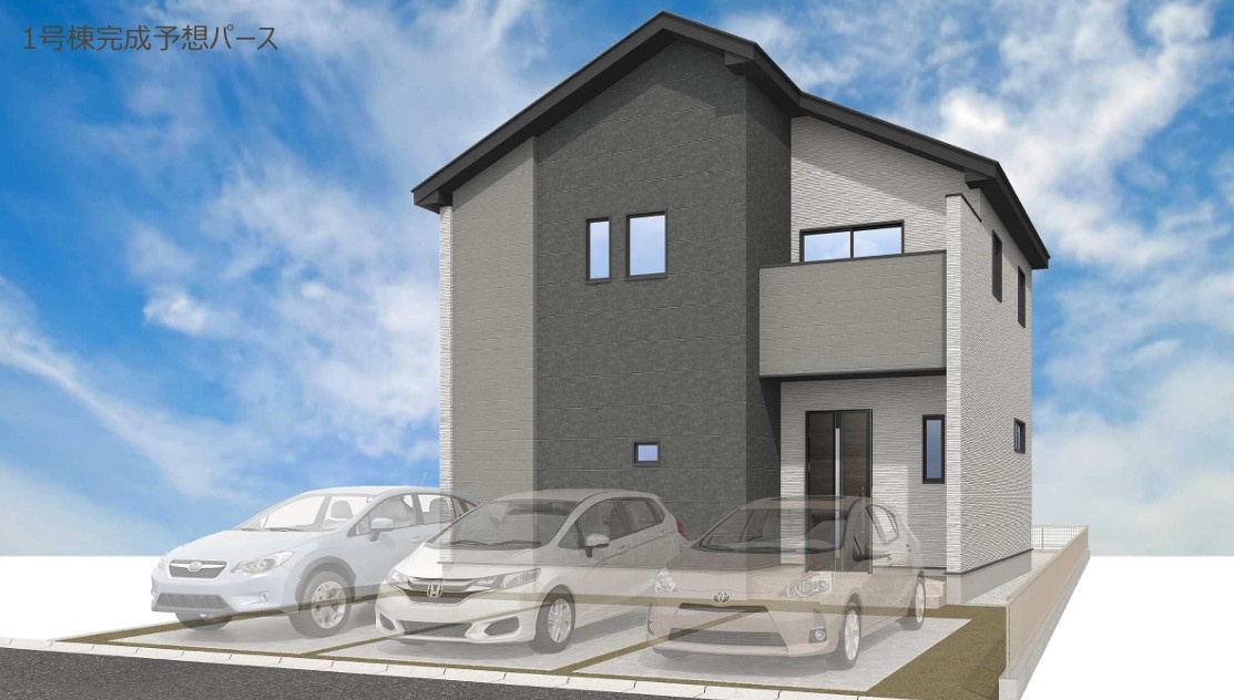 リガーレさくら市氏家11期　1号棟の外観パース|1号棟完成予定パース